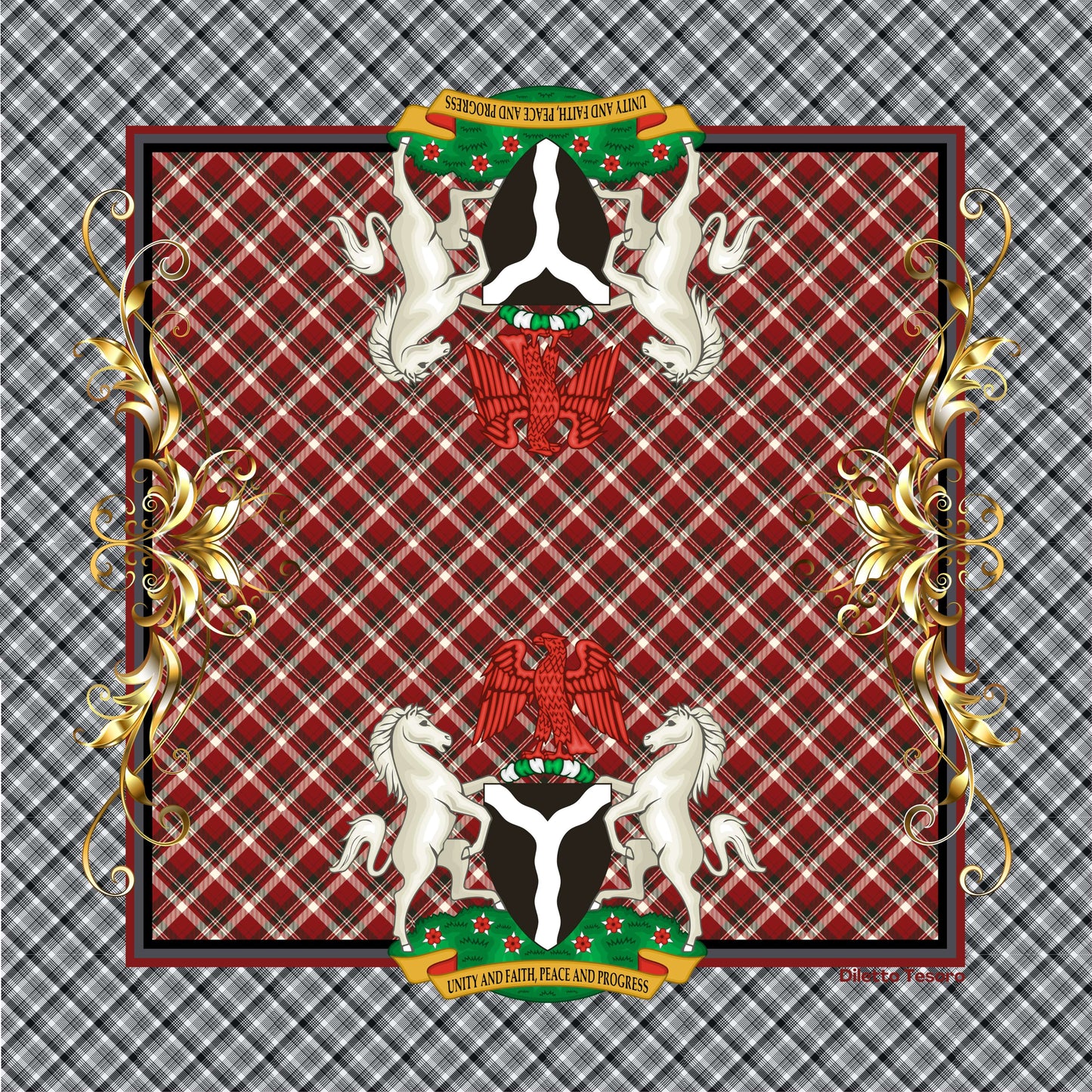 Scottish Dream Scarf - tartans and coat of arms (90x90cm)